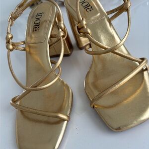 Gold Strappy Women's Heels